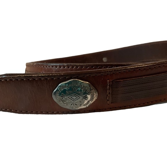 Brown Western Style Latigo Leather Belt Size 36 - Picture 4 of 10